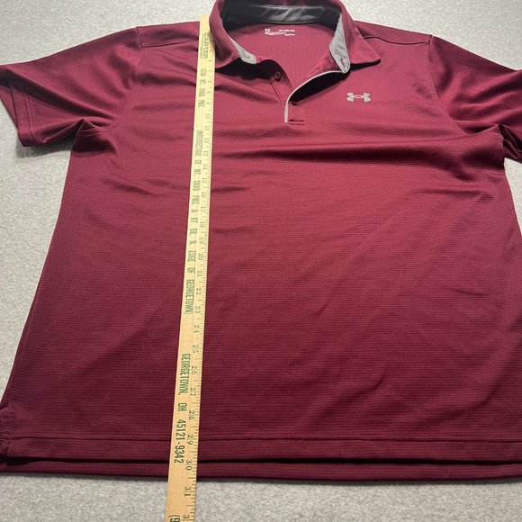 Under Armour Shirt Mens 2XL Red Polo Loose Heatgear Golf Stretch Performance - Picture 4 of 9